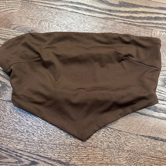Brown Strapless Crop Top - Picture 1 of 2